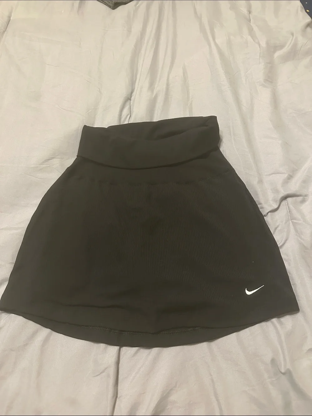 Nike Black Fold-Over Waistband Mini Skirt with Swoosh